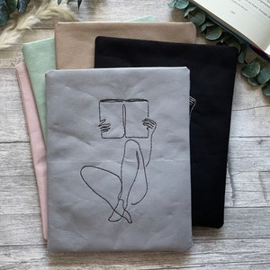 ragazza del libro | Copertina del libro ricamata | Copertina del libro Booksleeve Custodia per iPad, agenda, tablet, notebook