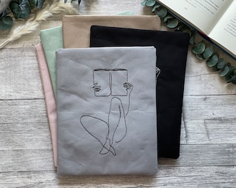 book girl | Embroidered book cover | Booksleeve book cover iPad journal planner tablet case notebook