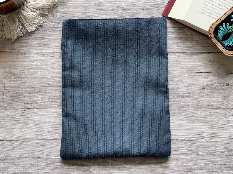 Cord Buchhülle cozy reading Booksleeve Buchumschlag Buchtasche Hülle für iPad Journal Planer Tablet Notizbuch Blau