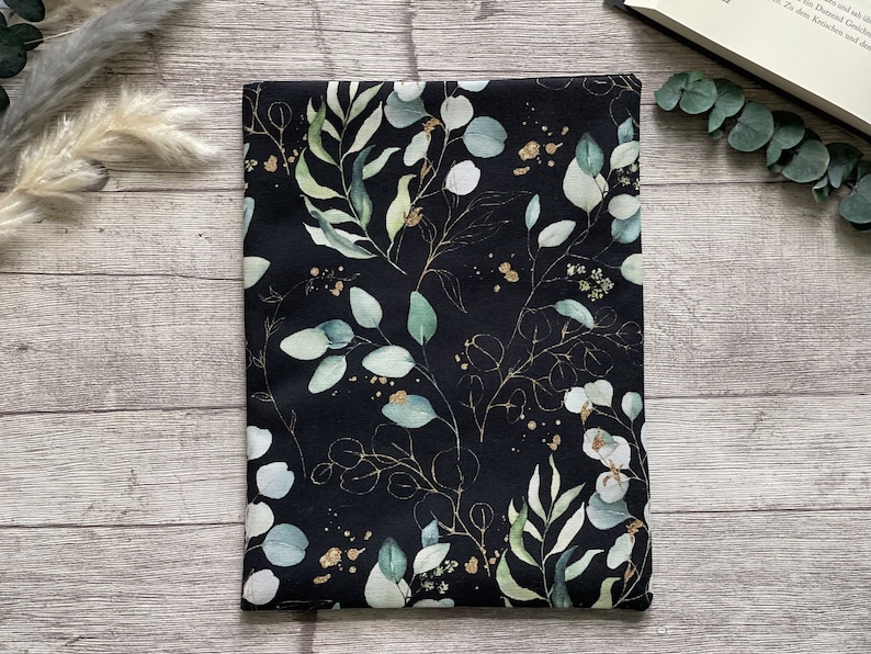 Eukalyptus Buchhülle Buchtasche Booksleeve Buchumschlag Hülle für iPad Journal Planer Tablet Bild 3