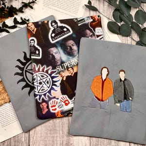 Supernatural | Sam & Dean | Embroidered book cover | Book bag, booksleeve, book cover, iPad journal, planner, tablet |