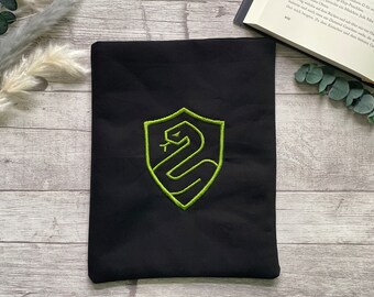 Slytherin | Buchhülle bestickt | Buchtasche | Booksleeve Buchumschlag Hülle iPad Journal Planer Tablet Hülle | Harry Potter inspirier