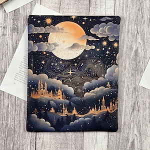 Celestial Astro Aquarell Buchhülle Buchtasche Booksleeve Buchumschlag Hülle für iPad Journal Planer Tablet Himmel mit Stadt