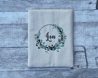 Desired name | your name | individual | Embroidered book cover | Book bag booksleeve bookcover | Case for iPad Journal Planner Tablet |