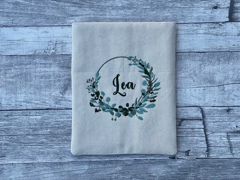 Desired name your name individual Embroidered book cover Book bag booksleeve bookcover Case for iPad Journal Planner Tablet image 1