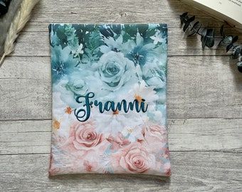 Wunschname | dein Name | individuell | Buchhülle besticktBuchtasche Booksleeve Buchumschlag Hülle für iPad Journal Planer Tablet |