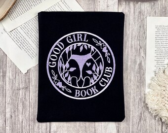 Good Girl Book Club | Romance | Embroidered book cover | book bag | Booksleeve Book Cover Case iPad Journal Planner Tablet