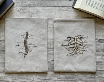Anatomy | Dark Academia | Embroidered book cover | Book bag Booksleeve Book cover cover iPad Journal Tablet Notebook