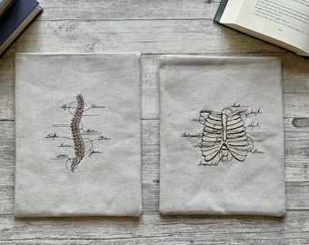 Anatomy | Dark Academia | Embroidered book cover | Book bag Booksleeve Book cover cover iPad Journal Tablet Notebook