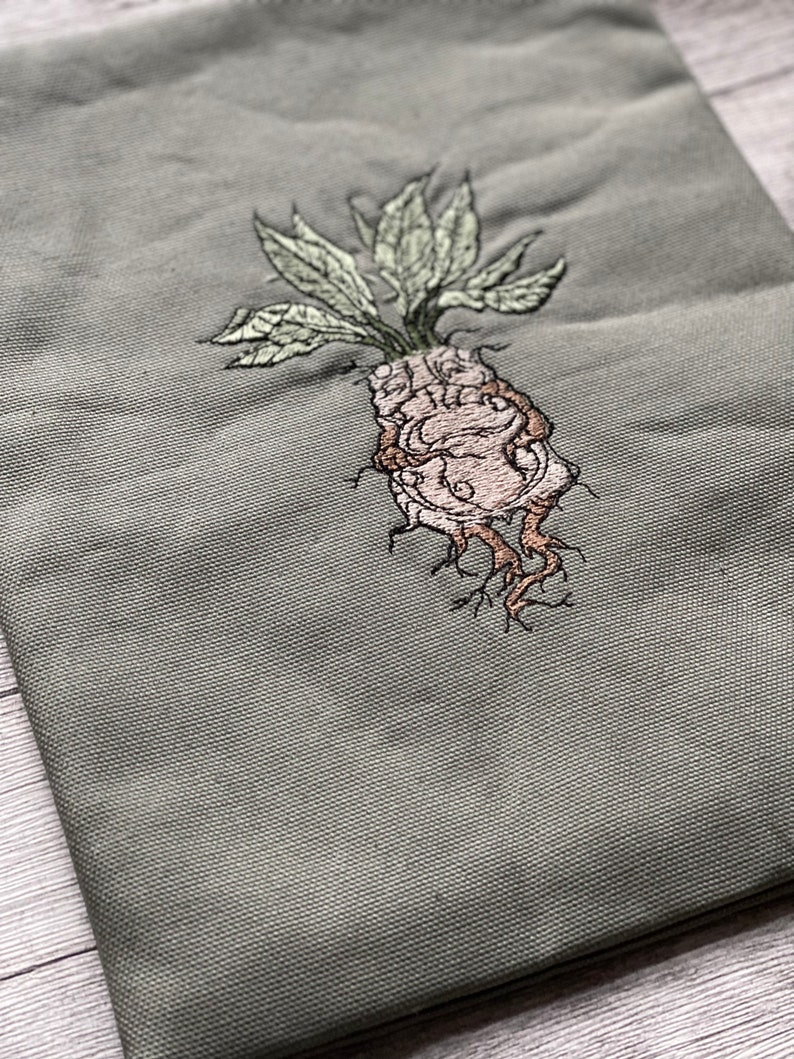 Mandrake Kräuterkunde Alraune Buchhülle bestickt Booksleeve Buchumschlag iPad Journal Planer Tablet Hülle Notizbuch Bild 8