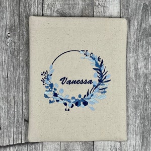 Desired name your name individual Embroidered book cover Book bag booksleeve bookcover Case for iPad Journal Planner Tablet image 8