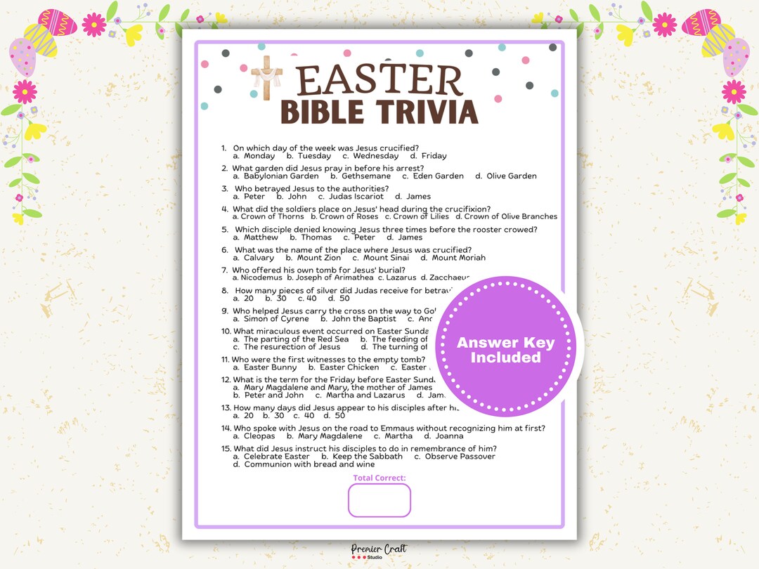 Easter Trivia | Easter Bible Trivia Game | Printable Trivia Game ...