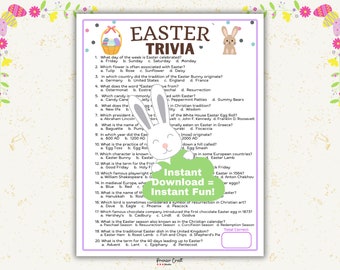 Easter Trivia丨Easter Trivia Game Printable丨Easter Trivia Facts丨Easter Games丨Printable Easter Game