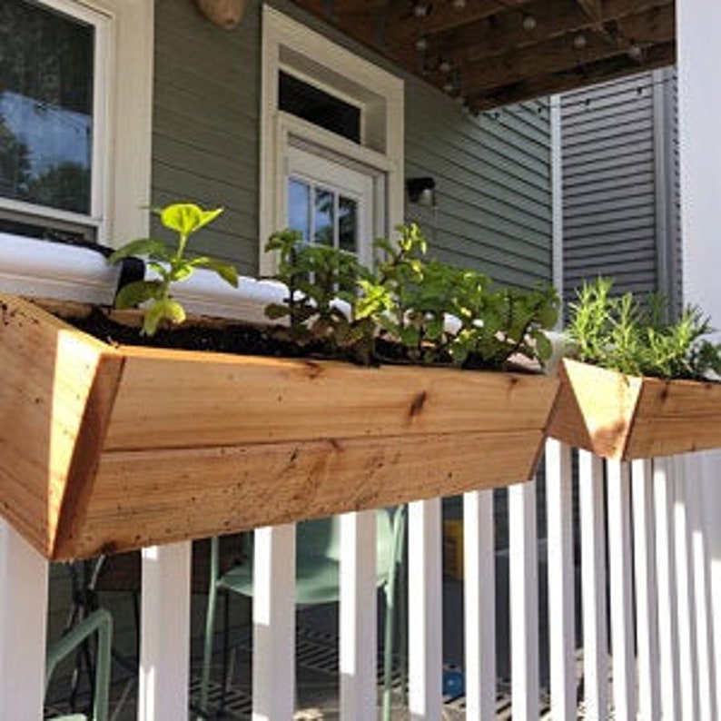 Cedar Railing Planter Box 2 to 6 Brackets Balcony Planter Etsy