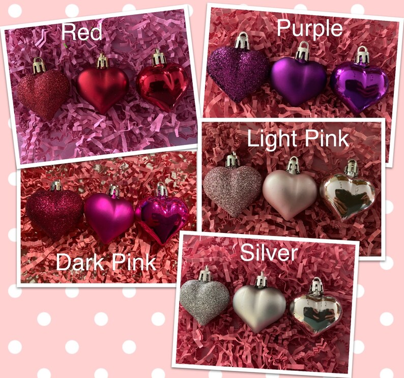 Valentines Day Heart Ornament Set, Personalized Ornaments, Hanging Hearts, Wedding Gift, Home Decor, Valentine, Valentines Day Decor, Gift image 9