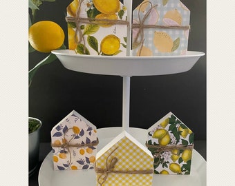 Lemon Mini Wood House Sign, Lemon Tiered Tray Decor, Lemon Decor, Lemon Tray Decor, Lemon Sign, Lemonade Decor, Mini House, Lemon Wood Sign