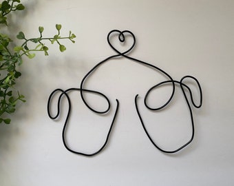 Wire Coffee Tea Cups Sign w/ Heart, Coffee Wire Sign, Coffee Sign, Kitchen Decor, Kitchen Wall Decor, Wire Art, Wire Wall Art, Hot Cocoa