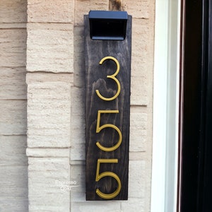 Cedar Solar House Numbers, Modern House Number Sign, Metal House Numbers, Modern Address Sign, Wood Address Plaque image 5