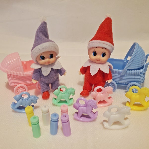 Elf Toddler and Infant Babies with Moveable Arms & Legs - Available with Baby Stroller and Baby Bottle