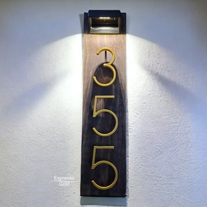 Cedar Solar House Numbers, Modern House Number Sign, Metal House Numbers, Modern Address Sign, Wood Address Plaque image 4