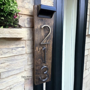 Cedar Solar House Numbers, Modern House Number Sign, Metal House Numbers, Modern Address Sign, Wood Address Plaque image 6