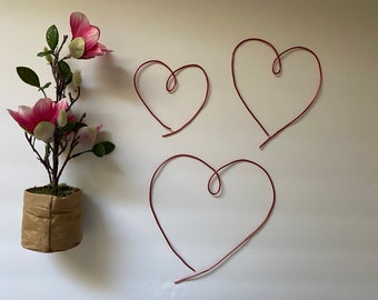 Set of 3 Wire Hearts, Wire Art, Wire Art Decor, Heart Decor, Wire Words, Wire Heart Wall Hanging. wire Heart Wall Art, Heart Wire Frame