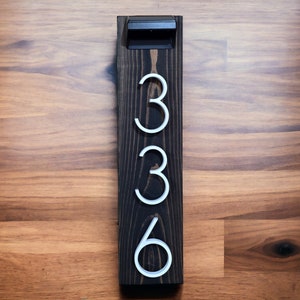 Cedar Solar House Numbers, Modern House Number Sign, Metal House Numbers, Modern Address Sign, Wood Address Plaque image 3