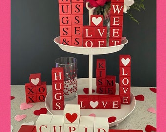 Valentine’s Day Decor, Personalized Wood Block, Valentine Sign, Valentines Day Decor, Love Sign, Valentine Decor, Tiered Tray Decor, Mini