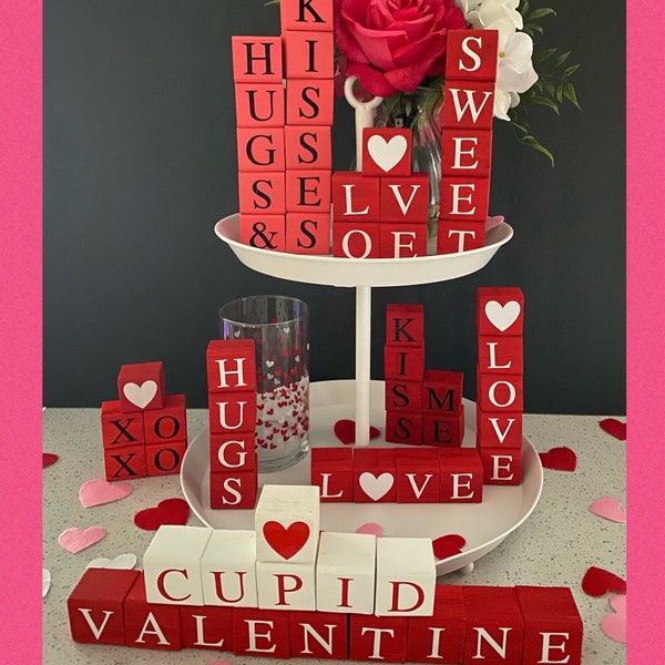 Valentine’s Day Decor, Personalized Wood Block, Valentine Sign, Valentines Day Decor, Love Sign, Valentine Decor, Tiered Tray Decor, Mini