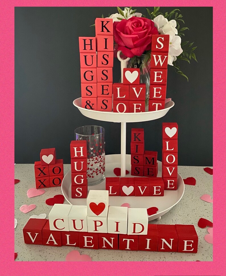Valentines Day Decor Personalized Wood Block Valentine Etsy