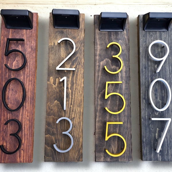 Solar House Numbers, House Numbers Sign, Solar LED address Sign, Solar Vertical Address Sign, House Address Plaque, New Home Gift