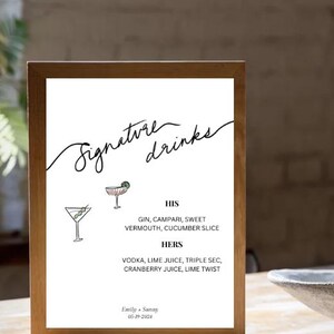 Minimal Signature Drinks Bar Sign Template