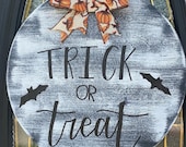 Trick or Treat Sign, Halloween Sign, Halloween Door Hanger, Trick or Treat Door Hanger, Cute Halloween Sign