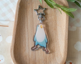 Lovebird stretch - Double sided acrylic keychain with heart keyring