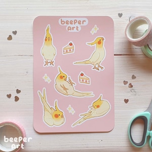 Hoja de pegatinas Cockatiel A6 - Amarillo