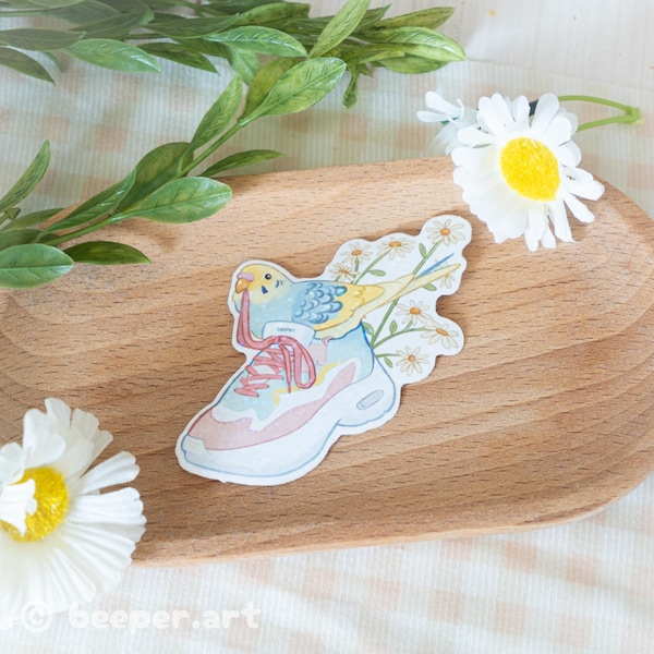 Sneaker budgie sticker with sparkles