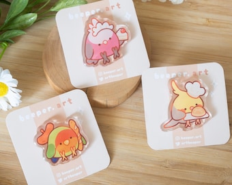 Lovebird-, Galah- und Nymphensittich-Pins – 3er-Set