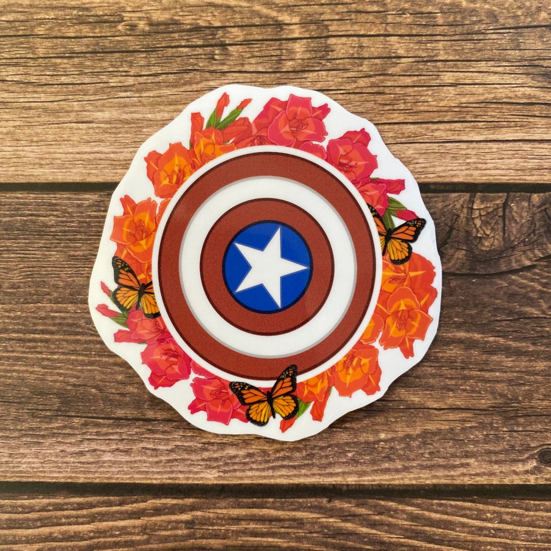 Captain America Shield Vinyl Sticker flower Series Etsy