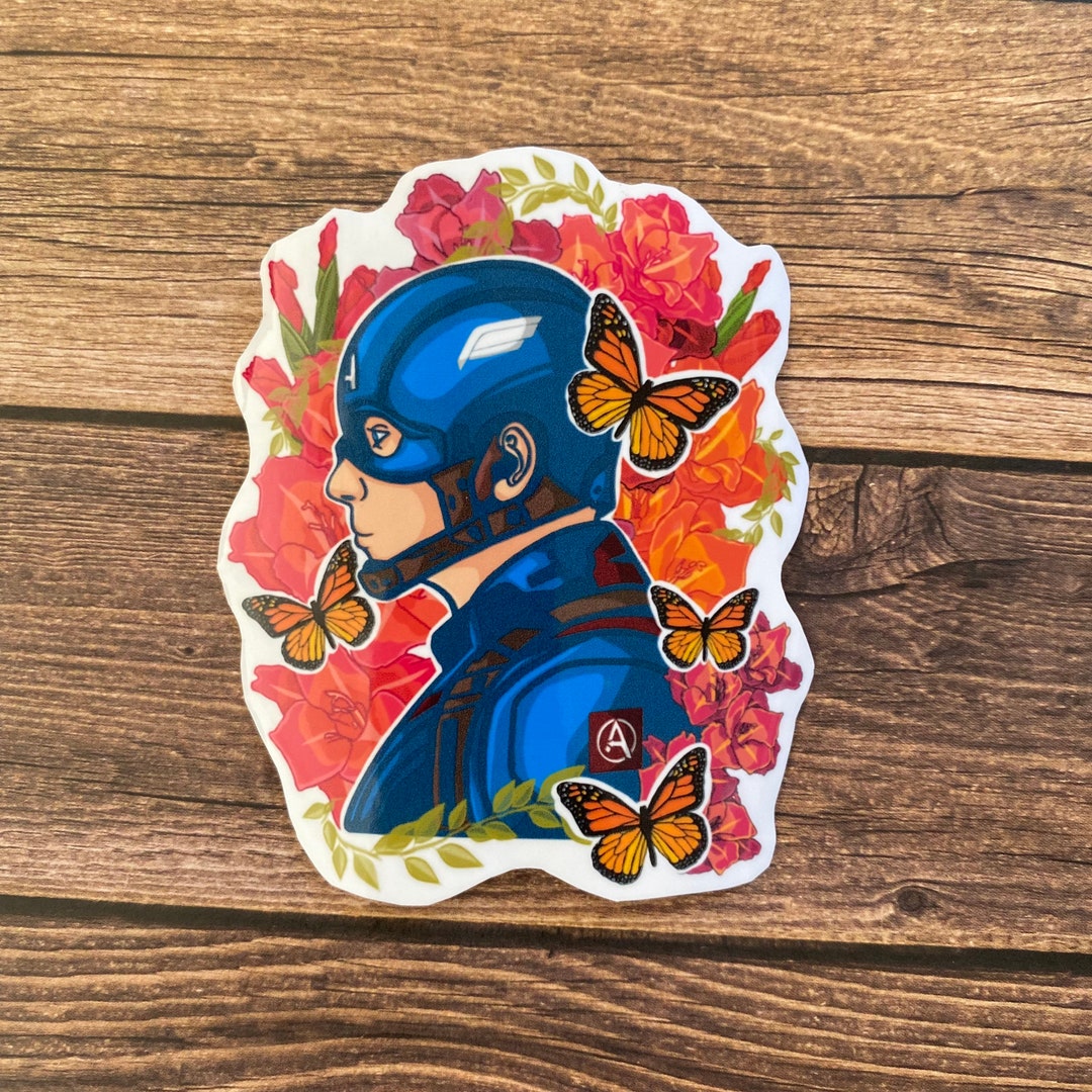 Captain America Vinyl Sticker flower Series Etsy
