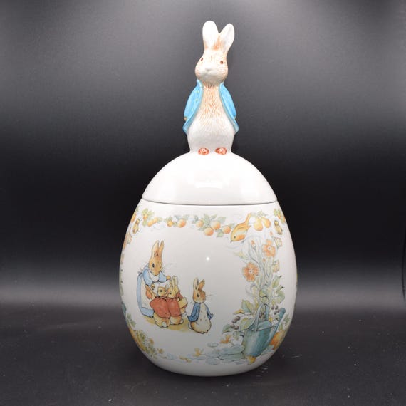 Vintage Beatrix Potter Peter Rabbit Easter Egg Cookie Jar by FW