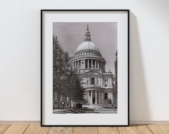 St Paul's Cathedral Drawing - Limited Edition Signed Print, London Art, Wall Art, Fine Art Print, Poster, Gift, City skyline landmark