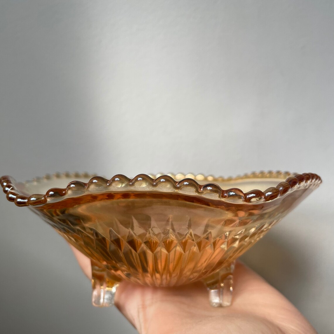 Vintage Orange Carnival Glass Candy Dish Etsy