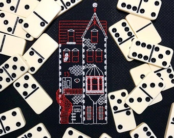 Halloweentown Staircase Townhouse Haunted House Cross Stitch Pattern Miniature