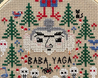 Baba Yaga House kruissteekpatroon, Slavisch volksverhaal (pdf-patroon)