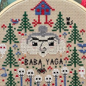Baba Yaga Miniature Tiny Animals Witch House Slavic Russian Folktale Cross Stitch Pattern Easy Beginner