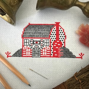 Baba Yaga Cozy Spider Witch House Slavic Russian Folktale Cross Stitch Pattern Easy Beginner