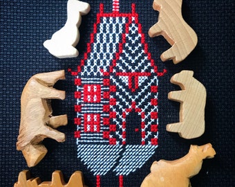 Baba Yaga Houten Hut Heksenhuis Slavisch Russisch Volksverhaal Kruissteekpatroon Gemakkelijk Beginner