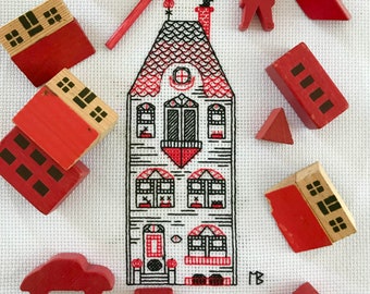 Halloweentown Snake Eyes Spookhuis Needlepoint Cross Stitch Patroon Miniatuur