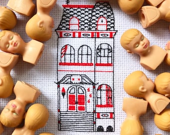 Halloweentown Grafsteen Spookhuis Borduurpatroon Miniatuur