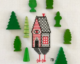 Baba Yaga Modern Witch House Cross Stitch Pattern Easy